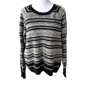 Bass Black and White Fair isle Stripe Crewneck Sweater Size XL
